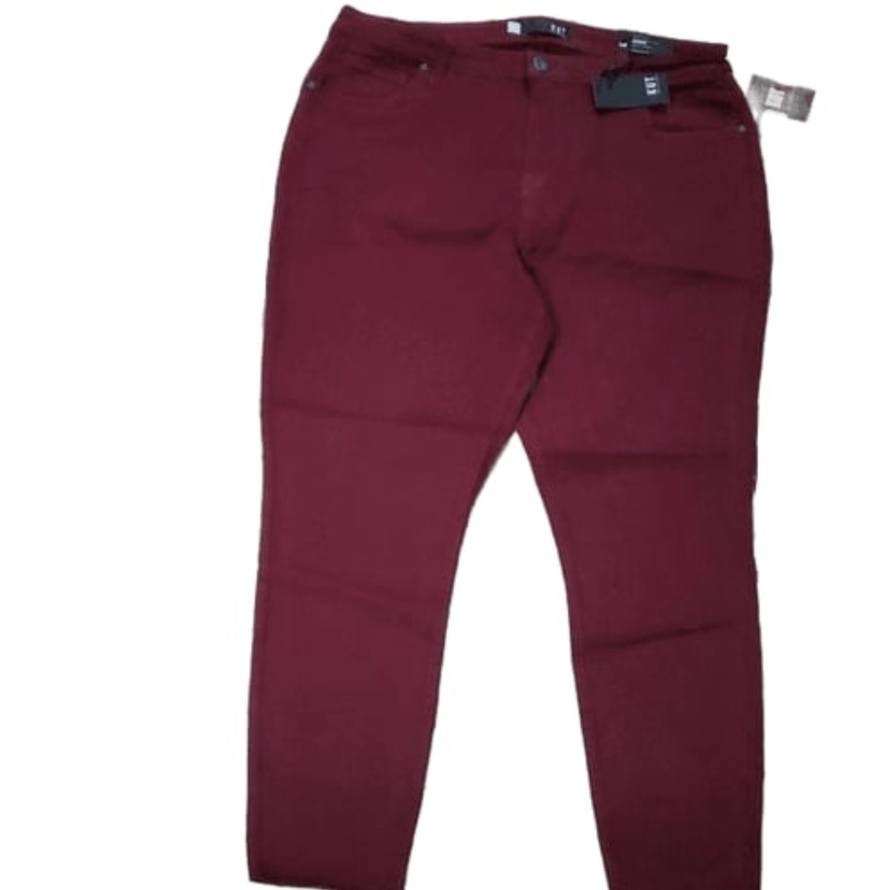NWT KUT from the Kloth Donna High Waist Ankle Skinny Jeans RawHem Maroon Size24W